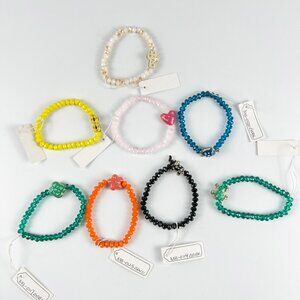 Lot of NWT Multicolor Beaded Charm Stretch Layering Bracelets Infinity Heart
